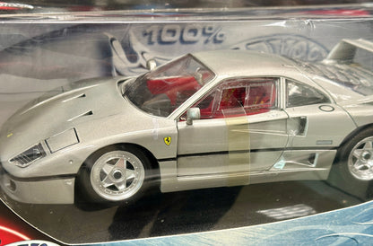 Hot Wheels Ferrari F40 Silver 'Limited 20 Made' 1/18 Scale Diecast Model Car | Box May Vary - Product Image