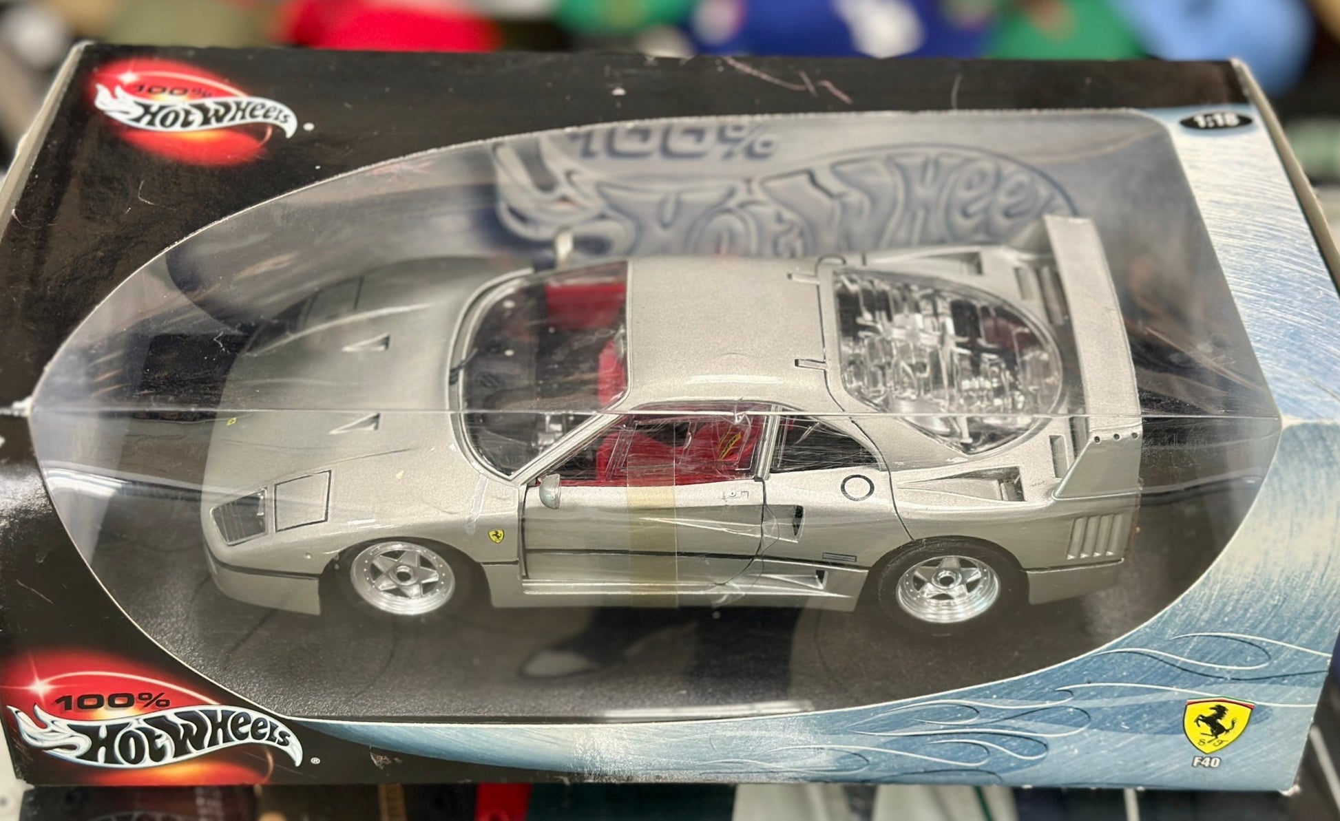 Hot Wheels Ferrari F40 Silver 'Limited 20 Made' 1/18 Scale Diecast Model Car | Box May Vary - Product Image