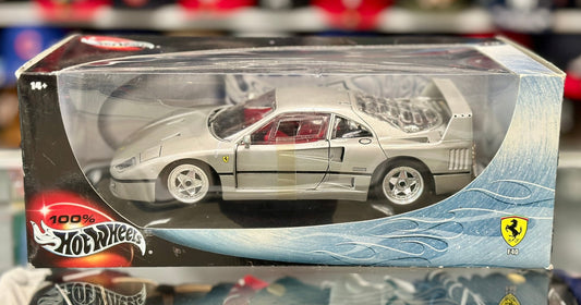 Hot Wheels Ferrari F40 Silver 'Limited 20 Made' 1/18 Scale Diecast Model Car | Box May Vary - Product Image