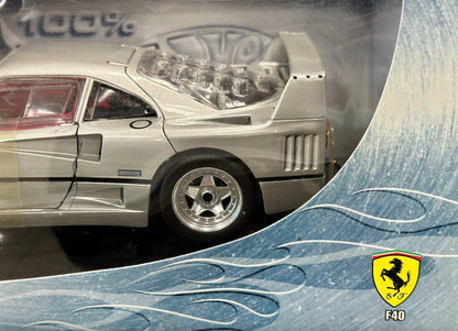Hot Wheels Ferrari F40 Silver 'Limited 20 Made' 1/18 Scale Diecast Model Car | Box May Vary - Product Image
