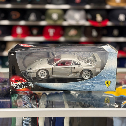 Hot Wheels Ferrari F40 Silver 'Only 20 Made' 1/18 Scale Diecast Model Car | Box May Vary - Product Image