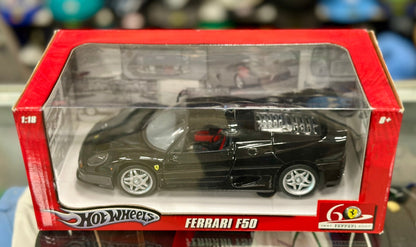 Hot Wheels Ferrari F50 Hard-Top Black 1/18 Scale Diecast Model Car | New - Product Image