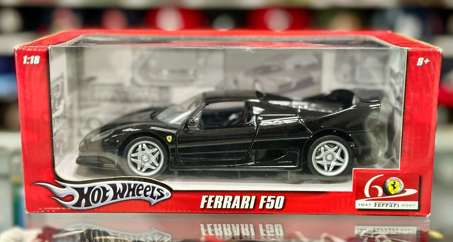 Hot Wheels Ferrari F50 Hard-Top Black 1/18 Scale Diecast Model Car | New - Product Image