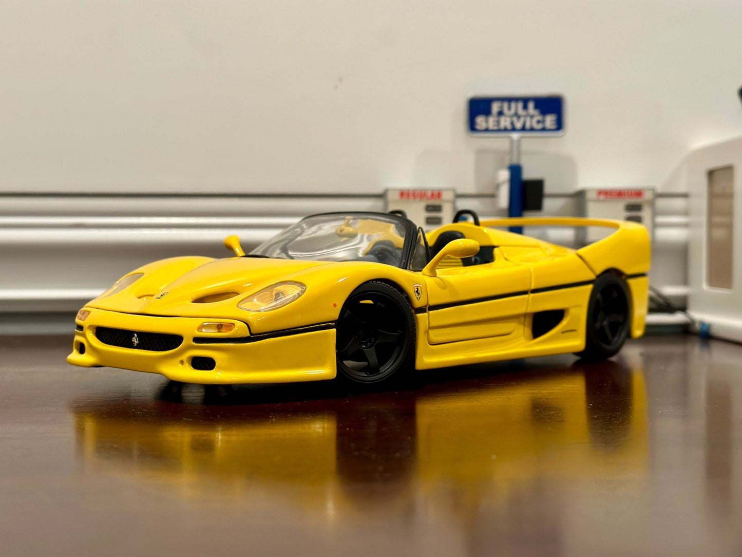 Hot Wheels Ferrari F50 Open-Top Yellow 1/18 Scale Diecast Model Car | Custom - Product Image