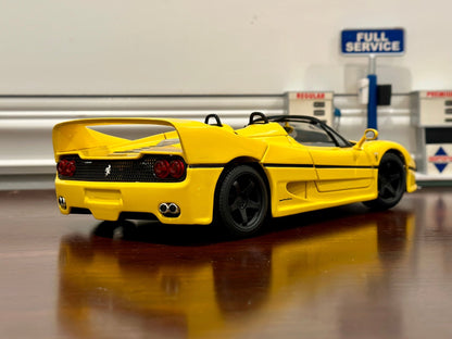 Hot Wheels Ferrari F50 Open-Top Yellow 1/18 Scale Diecast Model Car | Custom - Product Image