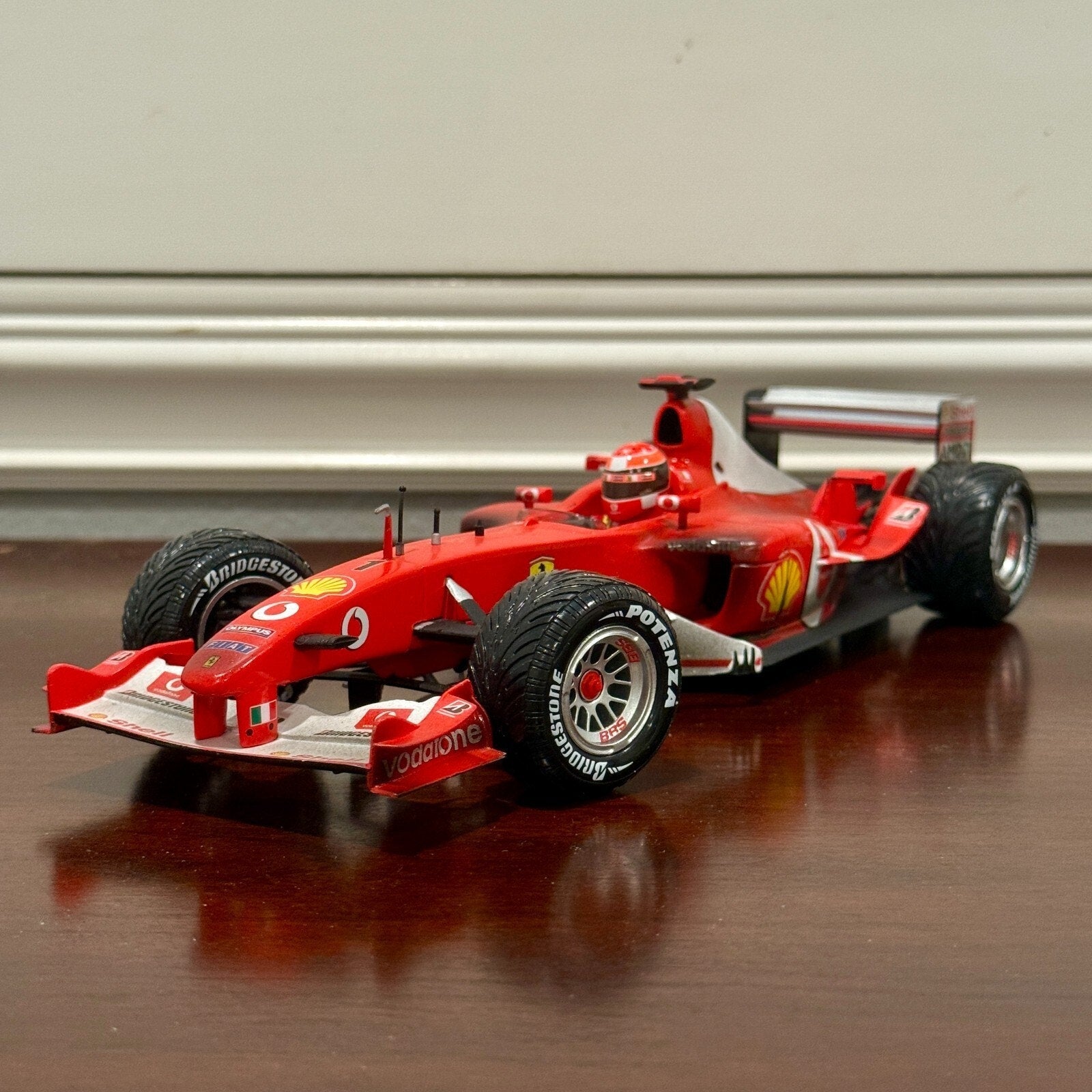 Hot Wheels Ferrari Formula One 'F2003-GA After Race Wet Wheels Michael Schumacher' 1/18 Scale Diecast Model F1 Car - Product Image
