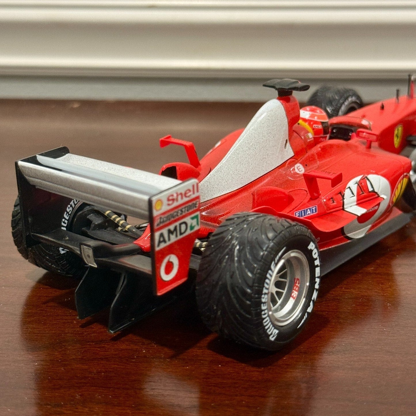 Hot Wheels Ferrari Formula One 'F2003-GA After Race Wet Wheels Michael Schumacher' 1/18 Scale Diecast Model F1 Car - Product Image