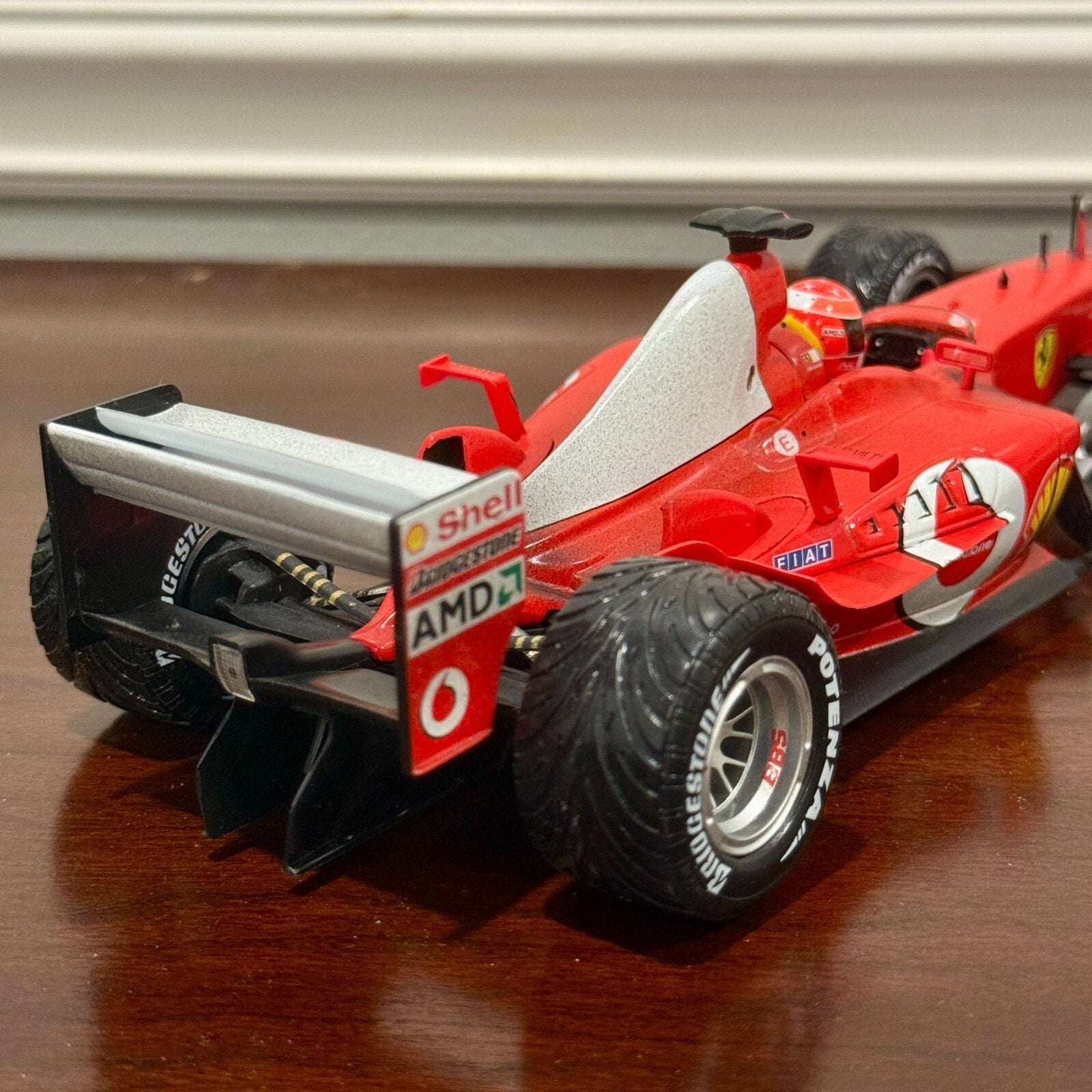 Hot Wheels Ferrari Formula One 'F2003-GA After Race Wet Wheels Michael Schumacher' 1/18 Scale Diecast Model F1 Car - Product Image
