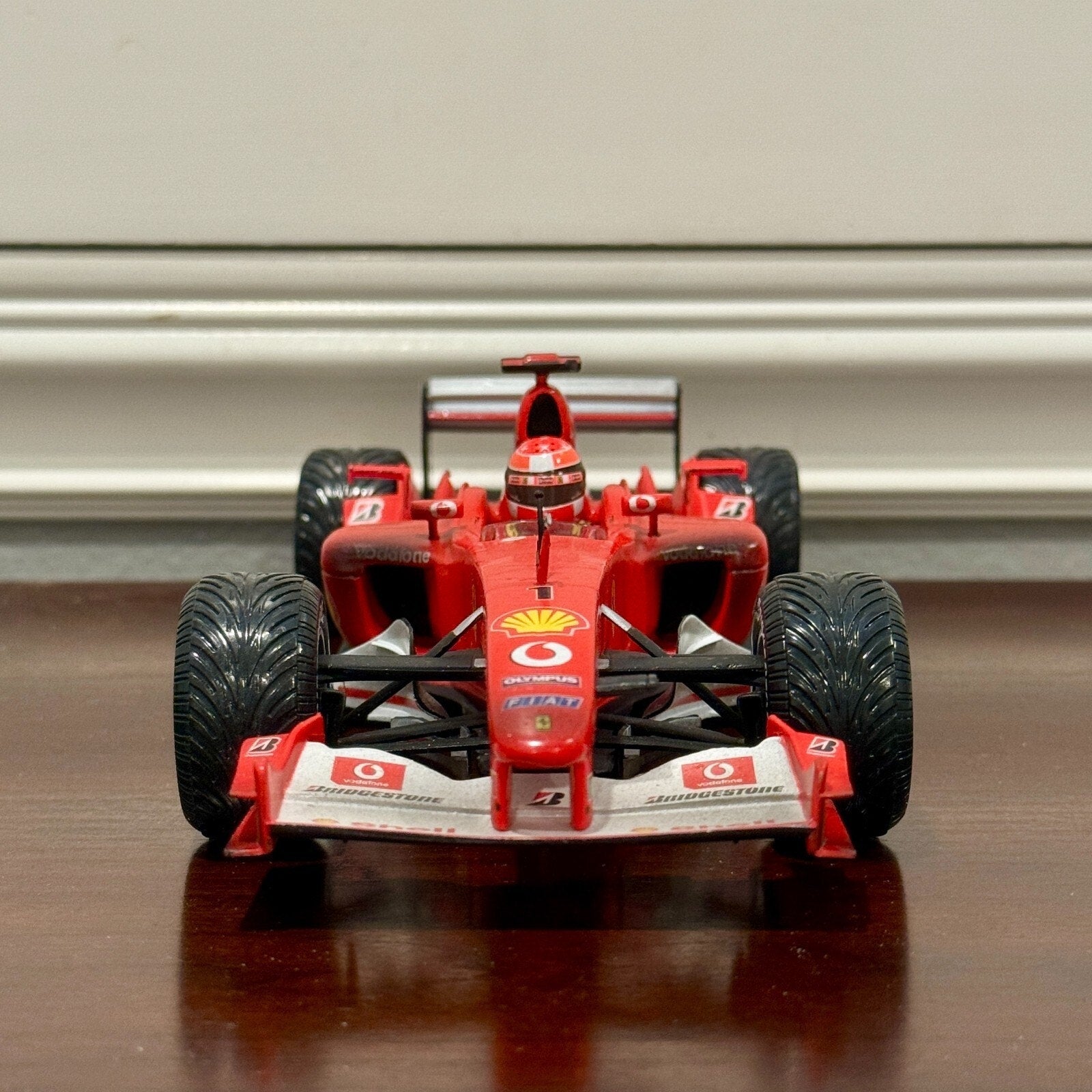 Hot Wheels Ferrari Formula One 'F2003-GA After Race Wet Wheels Michael Schumacher' 1/18 Scale Diecast Model F1 Car - Product Image