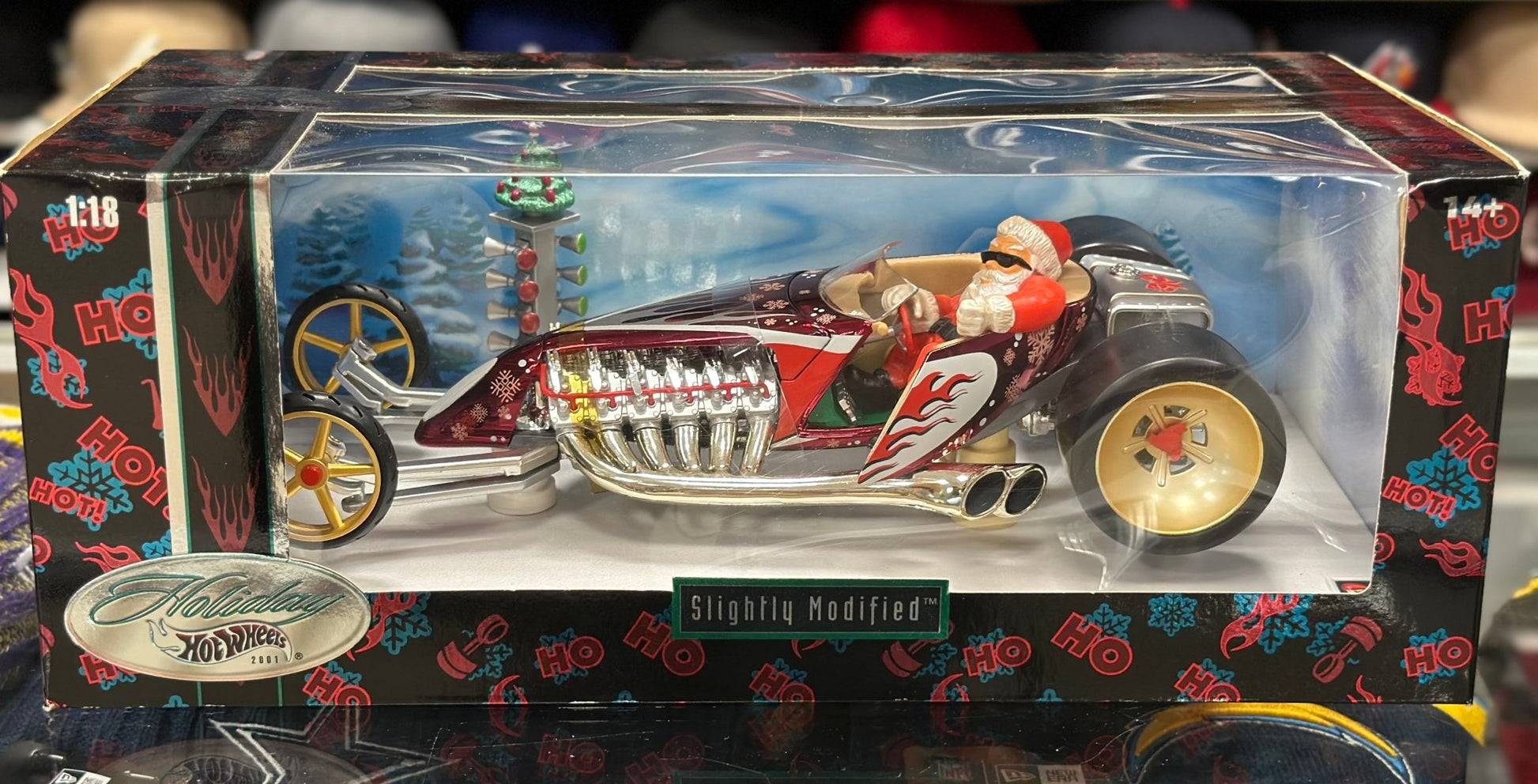 Hot Wheels Holiday Christmas Santa Claus Slightly Modified Dragster 1/18 Scale Diecast Model Car | New - Product Image
