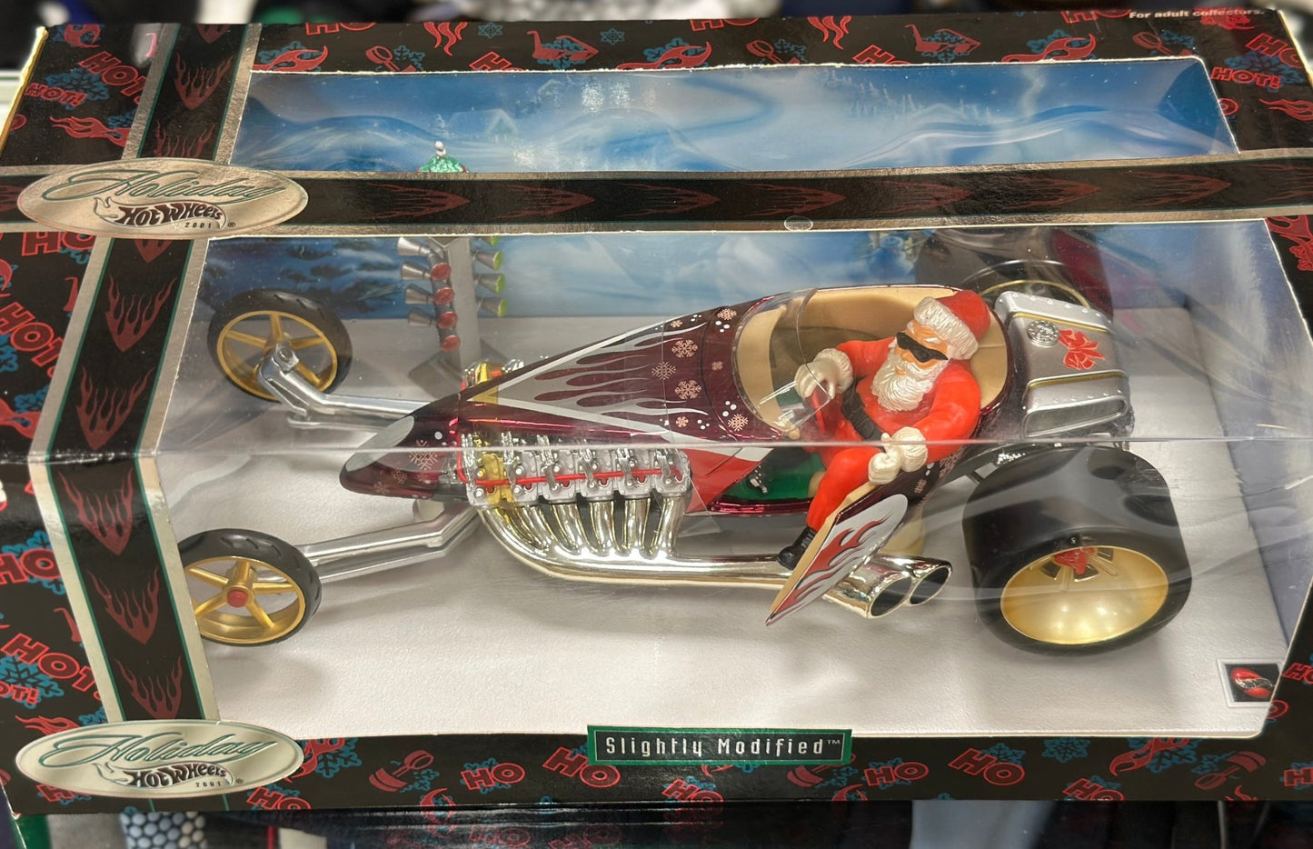 Hot Wheels Holiday Christmas Santa Claus Slightly Modified Dragster 1/18 Scale Diecast Model Car | New - Product Image