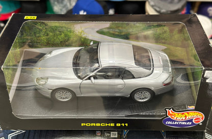 Hot Wheels Porsche 911 Silver 1/18 Scale Diecast Model Car | New - Product Image