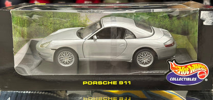 Hot Wheels Porsche 911 Silver 1/18 Scale Diecast Model Car | New - Product Image