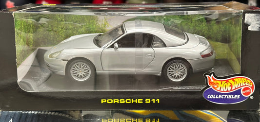 Hot Wheels Porsche 911 Silver 1/18 Scale Diecast Model Car | New - Product Image