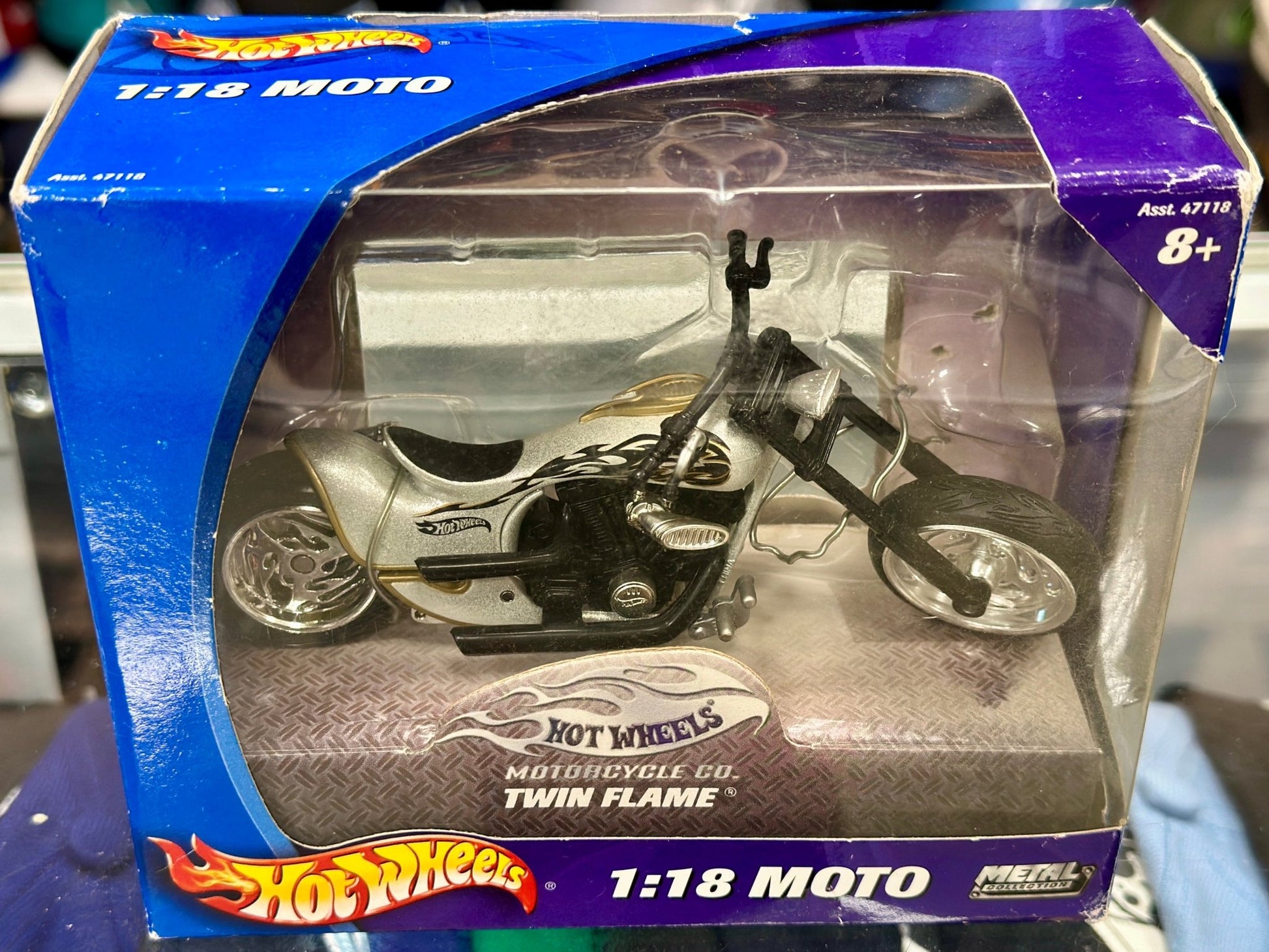 Hot Wheels Twin Flames Motorcycle 1/18 Scale Model Motorcycle | New - Product Image