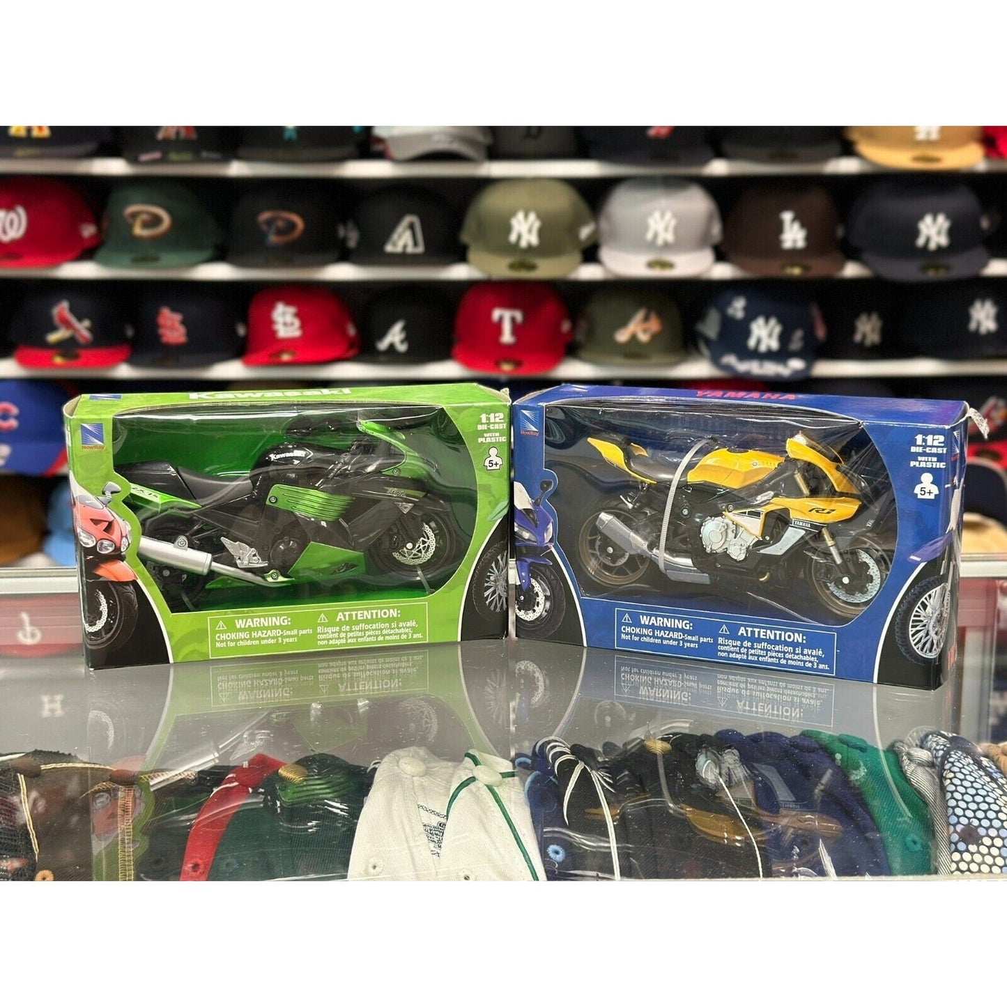 Kawasaki ZX-14 & Yamaha YZE-R1 Motorcycle Bike 1/12 Scale Diecast Model Bike | Bundle - Product Image