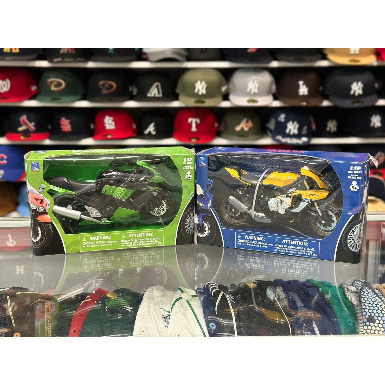 Kawasaki ZX-14 & Yamaha YZE-R1 Motorcycle Bike 1/12 Scale Diecast Model Bike | Bundle - Product Image