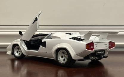Kyosho Lamborghini Countach LP500 S White w/ Black Interior 1/18 Scale Diecast Model Car - Product Image