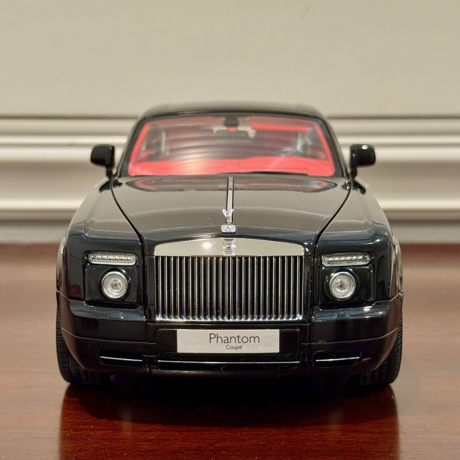 Kyosho Rolls Royce Phantom Coupe Diamond Black w/ Red Interior 1/18 Scale Diecast Model Car | New - Product Image