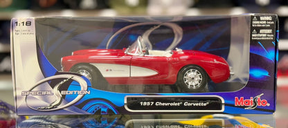 Maisto 1957 Corvette C1 Red 1/18 Scale Diecast Model Car | New - Product Image