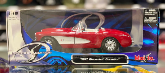 Maisto 1957 Corvette C1 Red 1/18 Scale Diecast Model Car | New - Product Image