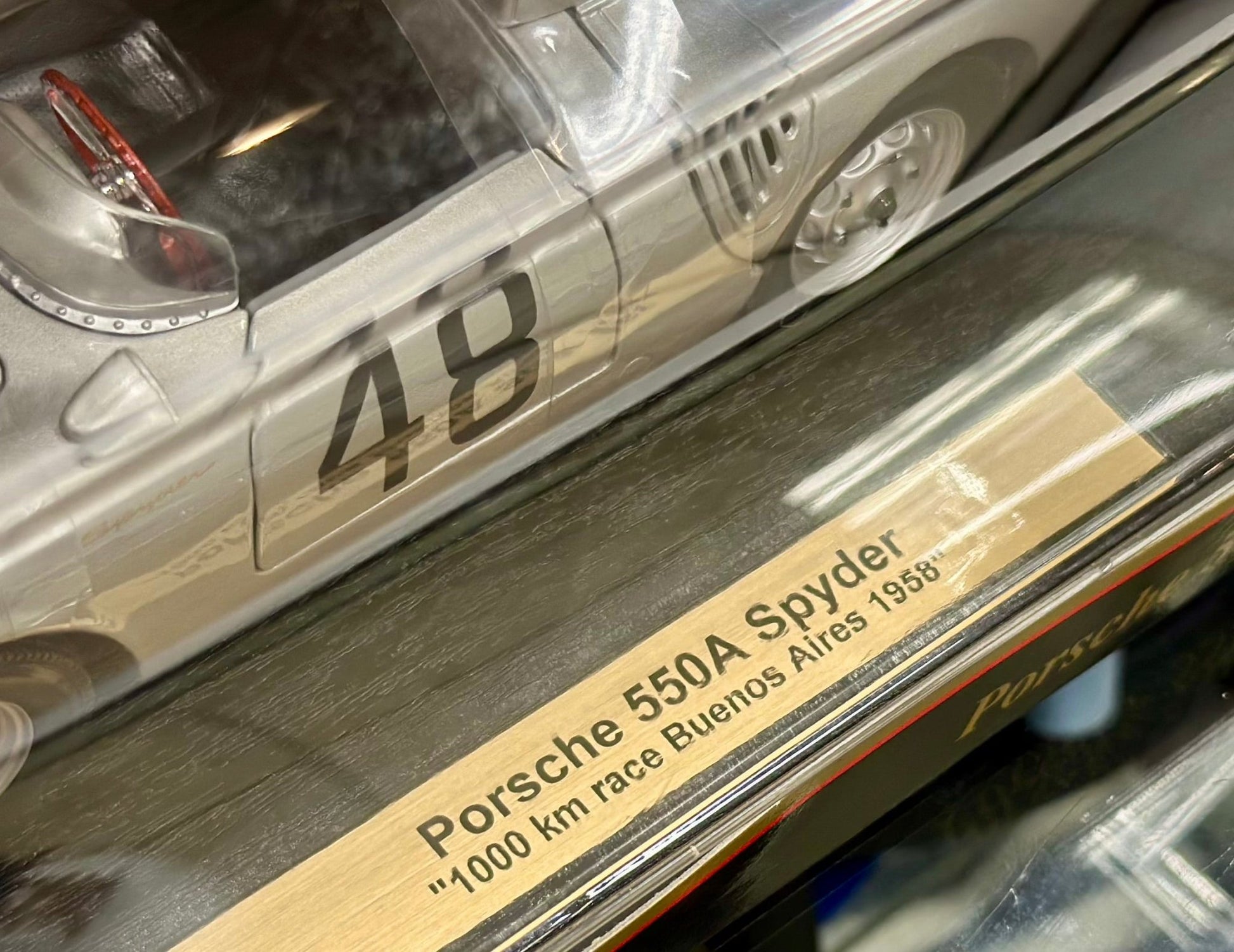 Maisto 1958 Porsche 550 A Spyder '1000km Bueno Aires' Silver 1/18 Scale Diecast Model Car | New - Product Image