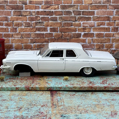 Maisto 1963 Dodge 330 White 1/18 Scale Diecast Model Car | Diorama Parts Car - Product Image