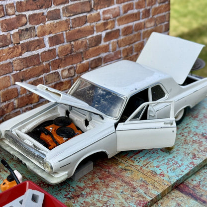 Maisto 1963 Dodge 330 White 1/18 Scale Diecast Model Car | Diorama Parts Car - Product Image
