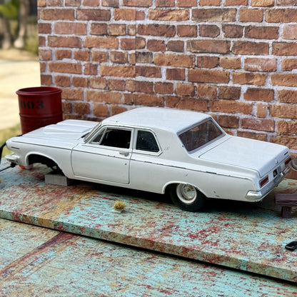 Maisto 1963 Dodge 330 White 1/18 Scale Diecast Model Car | Diorama Parts Car - Product Image