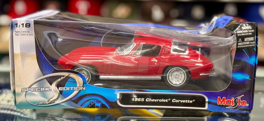 Maisto 1965 Corvette Stingray C2 Red 1/18 Scale Diecast Model Car | New - Product Image
