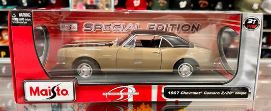 Maisto 1967 Chevrolet Camaro Z28 Gold 1/18 Scale Diecast Model Car - Product Image