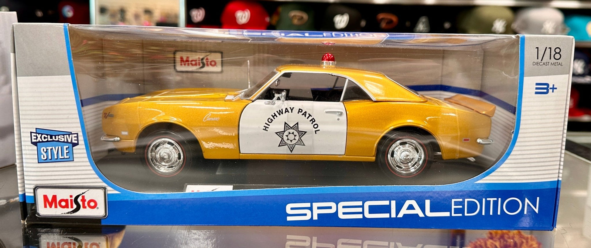 Maisto 1968 Chevrolet Camaro Z28 'Highway Patrol' Gold 1/18 Scale Diecast Model Car - Product Image