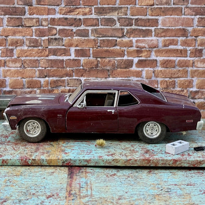 Maisto 1970 Chevrolet Nova SS Coupe Dark Red 1/18 Scale Diecast Model Car | Parts Car - Product Image