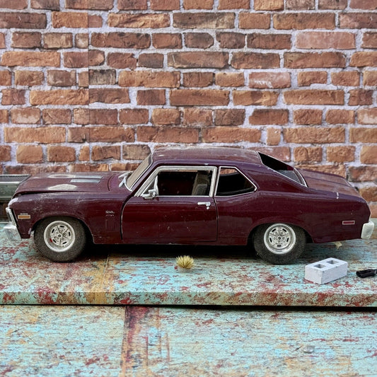Maisto 1970 Chevrolet Nova SS Coupe Dark Red 1/18 Scale Diecast Model Car | Parts Car - Product Image