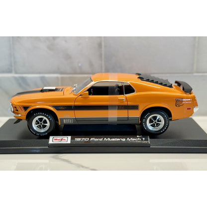 Maisto 1970 Ford Mustang Mach-1 Orange 1/18 Scale Diecast Model Car | New - Product Image