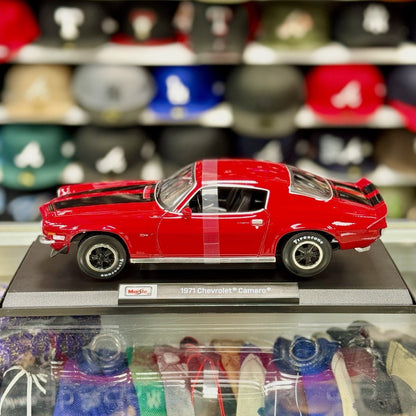 Maisto 1971 Chevy Camaro Red w/ White Stripe 1/18 Scale Diecast Model Car | New - Product Image
