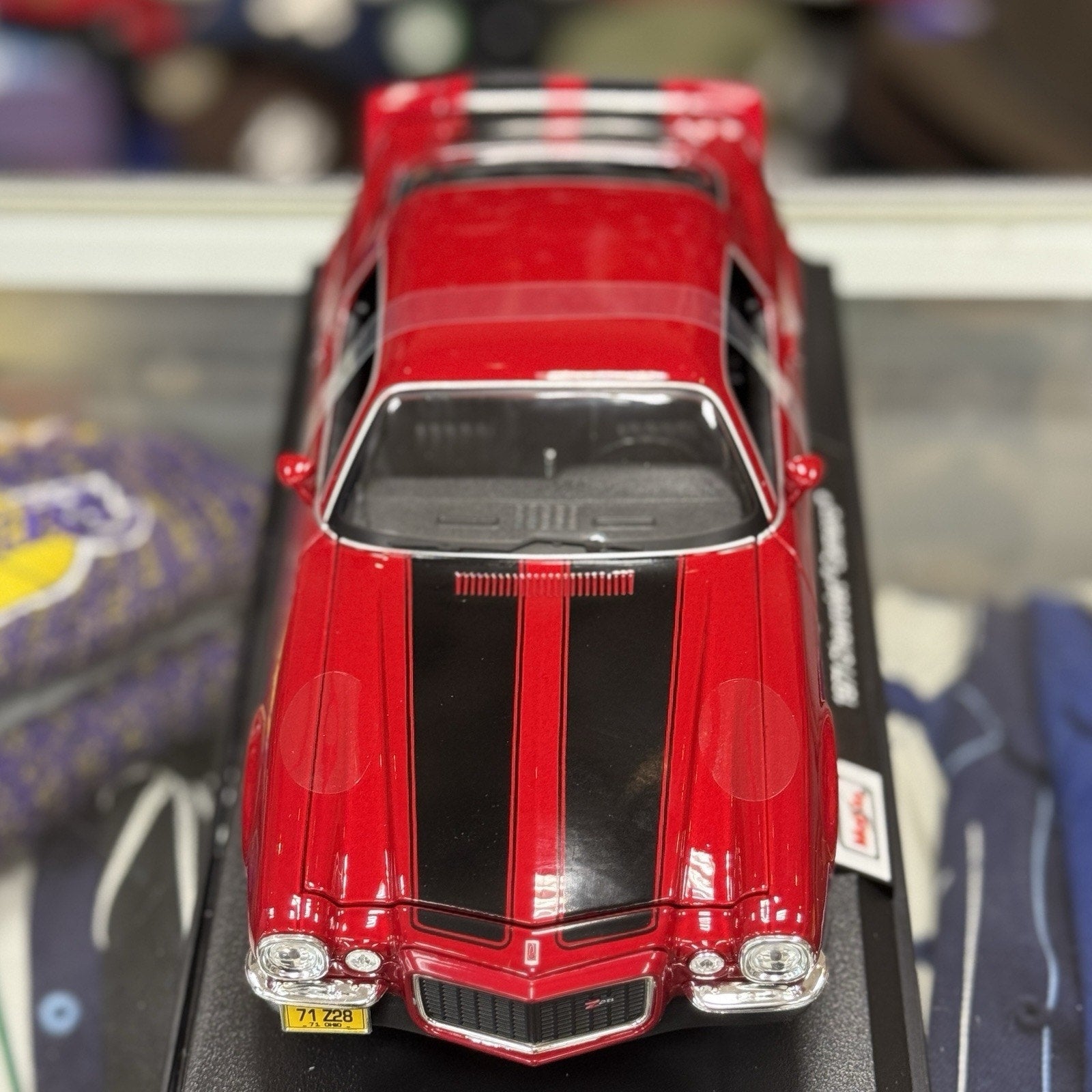 Maisto 1971 Chevy Camaro Red w/ White Stripe 1/18 Scale Diecast Model Car | New - Product Image