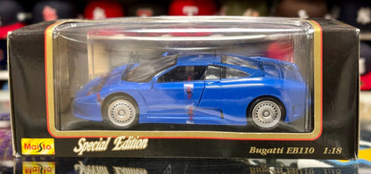 Maisto 1992 Bugatti EB110 French Blue 1/18 Scale Diecast Model Car | New - Product Image