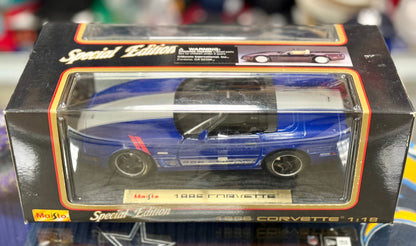 Maisto 1996 Corvette C4 'Grand Sport' Blue w/ White 1/18 Scale Diecast Model Car | New - Product Image