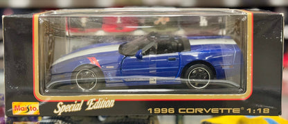 Maisto 1996 Corvette C4 'Grand Sport' Blue w/ White 1/18 Scale Diecast Model Car | New - Product Image