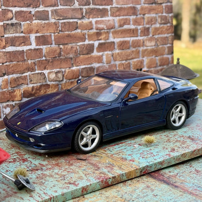 Maisto 1996 Ferrari 550 Maranello Blue 1/18 Scale Diecast Model Car | Parts Car - Product Image
