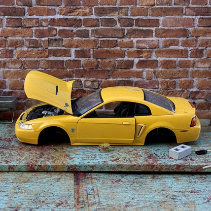 Maisto 1999 Ford Mustang GT Yellow 1/18 Scale Diecast Model Car | Diorama Parts Car - Product Image