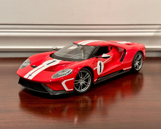 Maisto 2017 Ford GT 'Heritage Edition' Red 1/18 Scale Diecast Model Car | New - Product Image