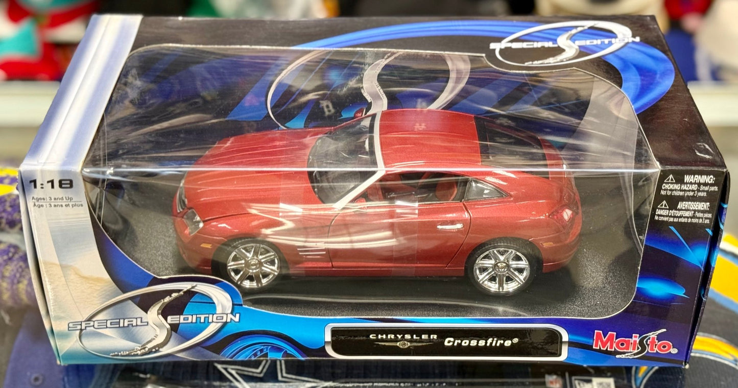 Maisto Chrysler Crossfire Maroon 1/18 Scale Diecast Model Car | New - Product Image