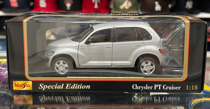 Maisto Chrysler PT Cruiser Silver 1/18 Scale Diecast Model Car | New - Product Image