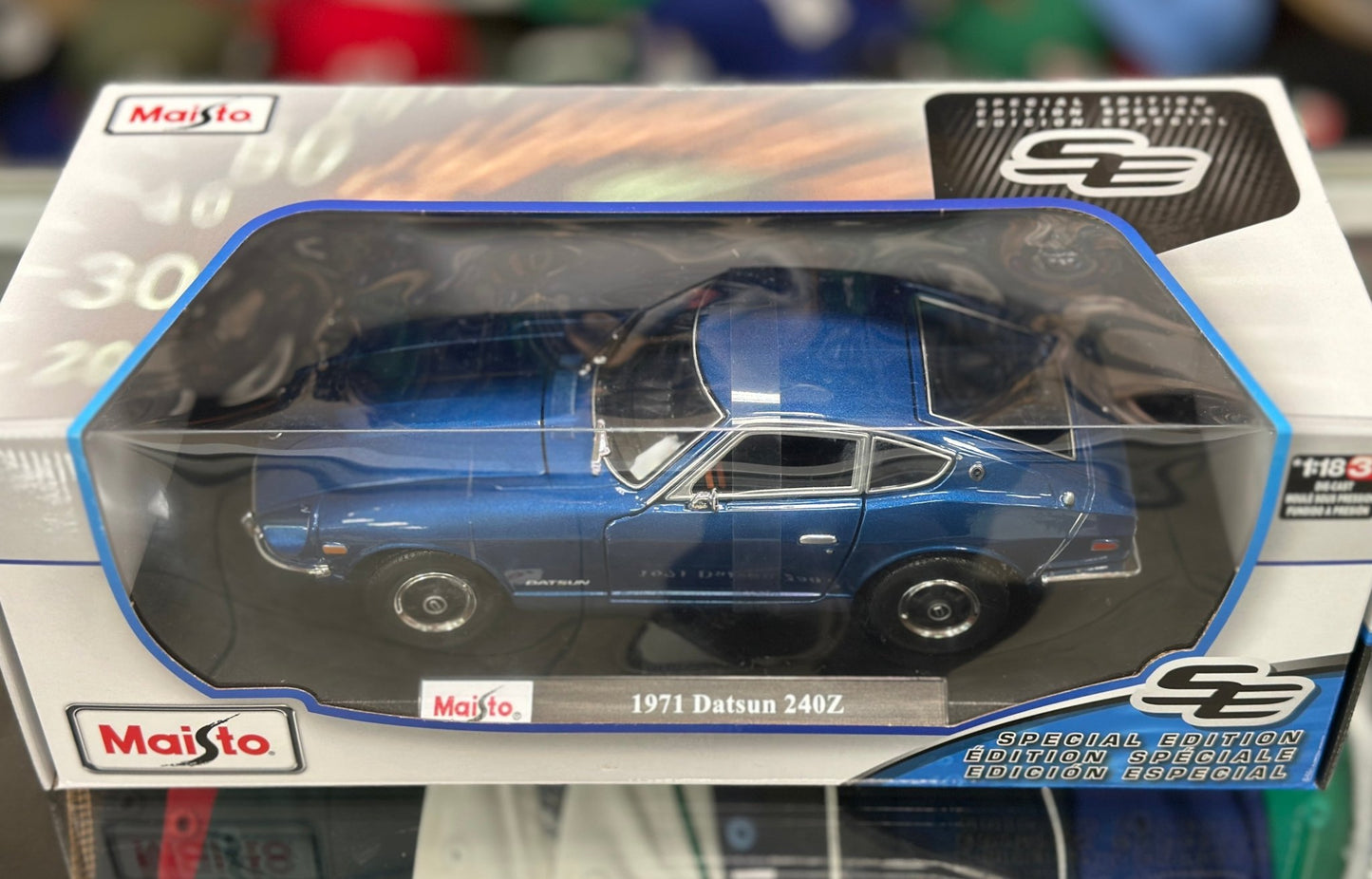 Maisto Datsun 240z Blue 1/18 Scale Diecast Model Car | New - Product Image