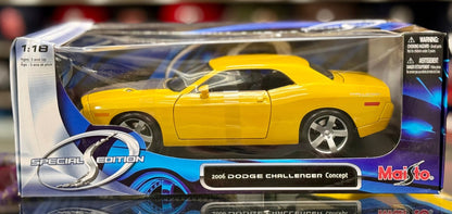 Maisto Dodge Challenger Concept Yellow 1/18 Scale Diecast Model Car | New - Product Image