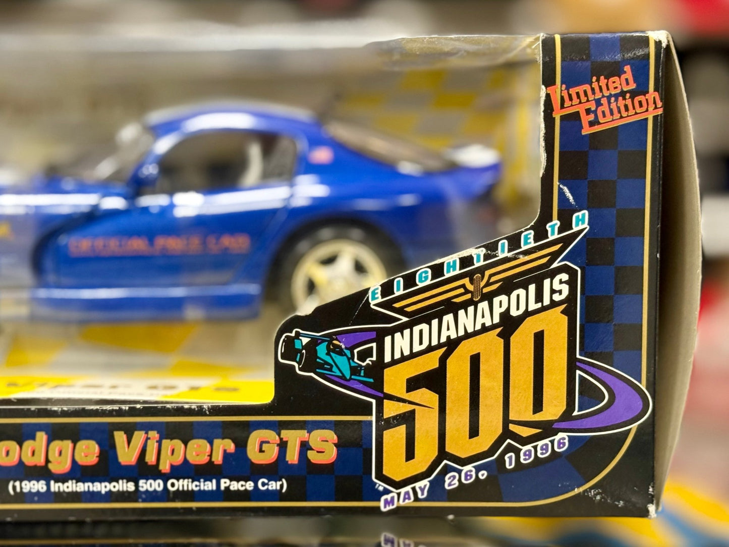 Maisto Dodge Viper GTS 'Indianapolis 500 Pace Car' Blue 1/18 Scale Diecast Model Car | New - Product Image
