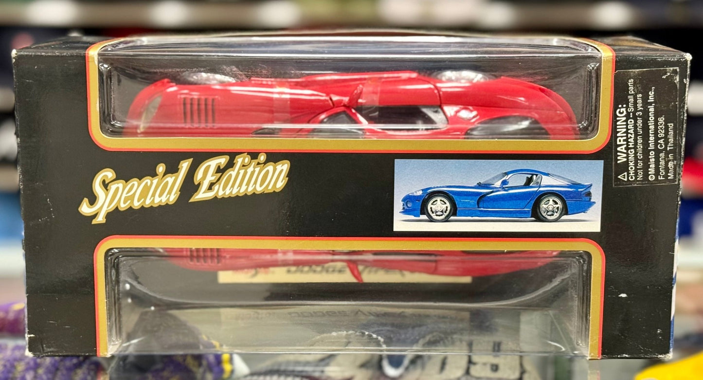 Maisto Dodge Viper GTS Red w/ White Stripes 1/18 Scale Diecast Model Car | New - Product Image