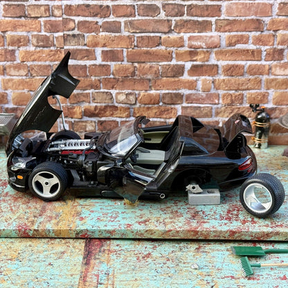 Maisto Dodge Viper RT/10 Black Broken Wheel 1/18 Scale Diecast Model Car | Diorama Parts Car - Product Image